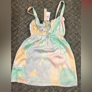 Saltwater Luxe rainbow satin sleeveless dress